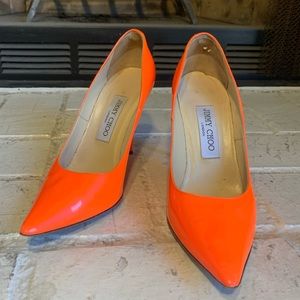 (Jimmy Choo) Orange Romy 100mm Pumps